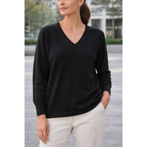Boden Black 100% Cashmere V-Neck Sweater